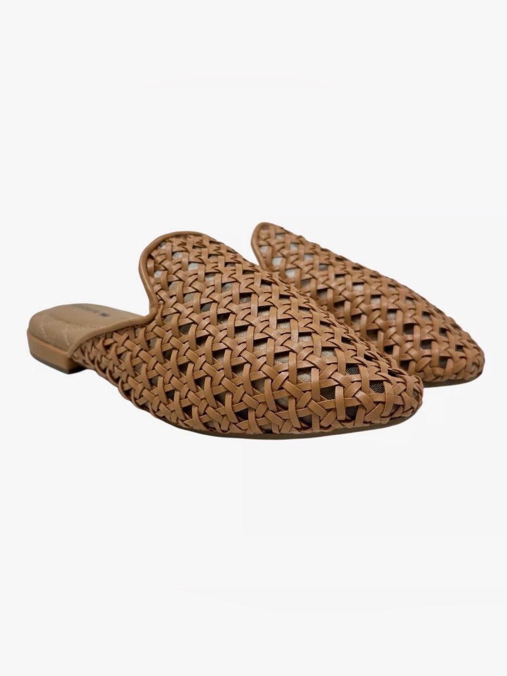 Birdies 9 Woven Mule Phoebe Slides Tan Cushioned Preppy Flat Comfy Coastal